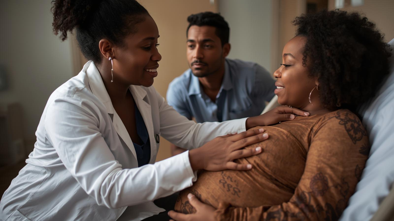 Professional doula providing support